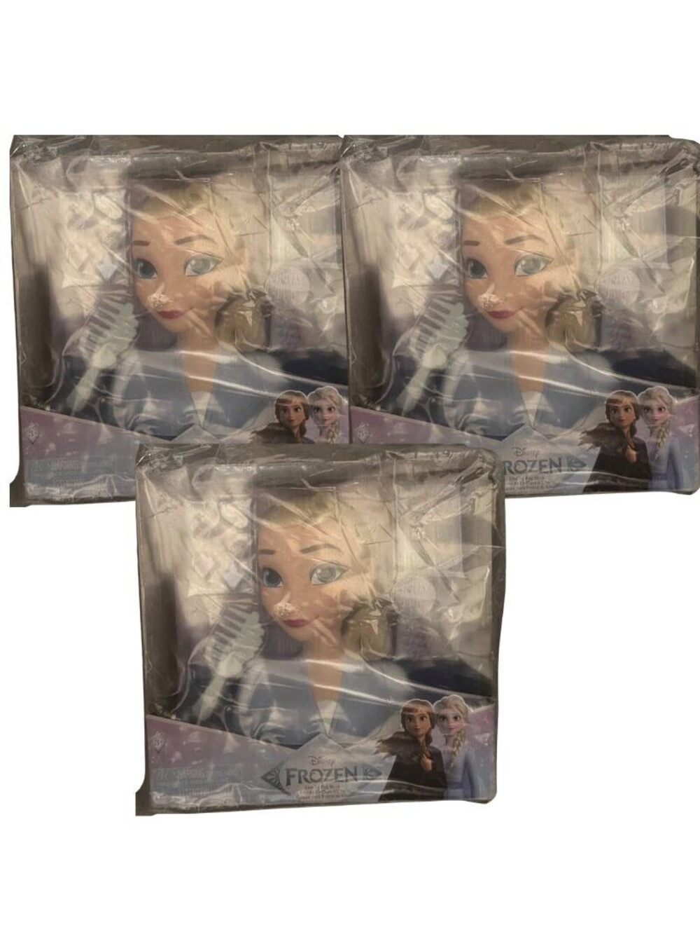 Disney Frozen Elsa Styling Head Doll Hair Play Set Accessories 3 Pack New
